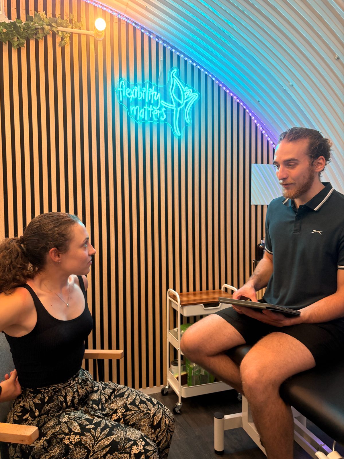 Oscar treating a client
